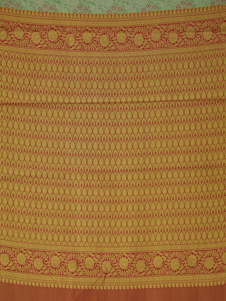 Sage Green Dharmavaram Inspired Semi Silk Saree with Wide Wide Contrast Border