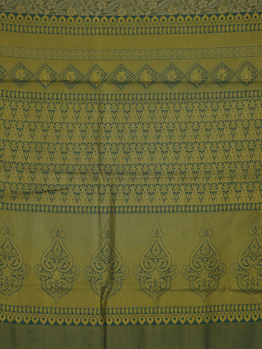 Olive Green Uppada Inspired Semi Silk Saree with Narrow Narrow Contrast Border