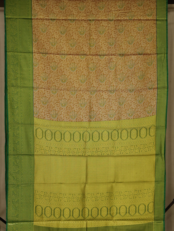 Champagne Gold Dharmavaram Inspired Semi Silk Saree with Medium Medium Self Border