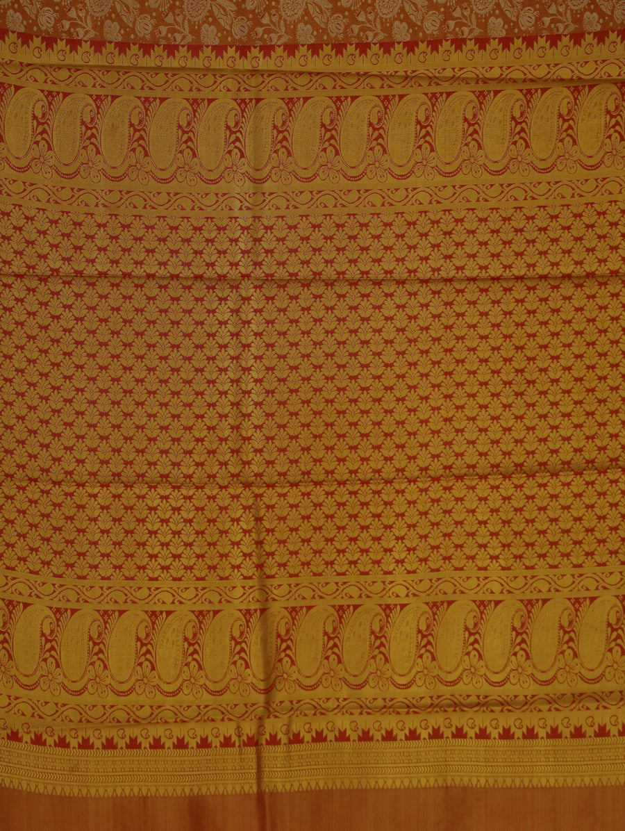 Burnt Orange Dharmavaram Inspired Semi Silk Saree with Medium Medium Contrast Border