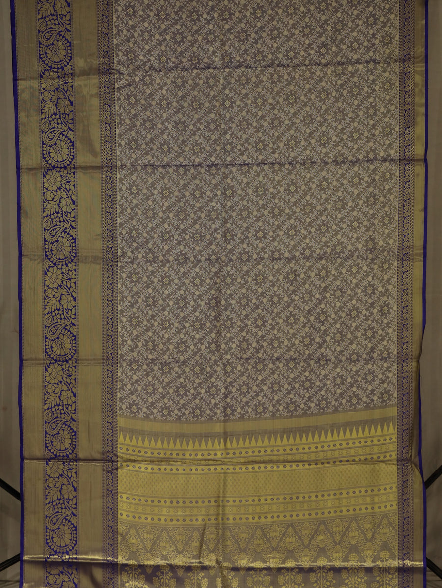 Muted Lavender Dharmavaram Inspired Semi Silk Saree with Wide Wide Contrast Border