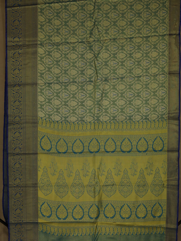 Sage Green Dharmavaram Inspired Semi Silk Saree with Narrow Narrow Contrast Border
