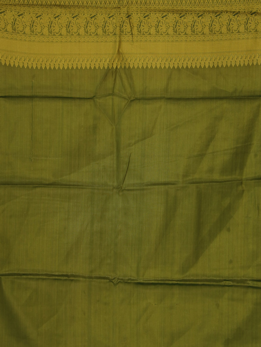Champagne Gold Kanchipuram Inspired Semi Silk Saree with Wide Wide Contrast Border