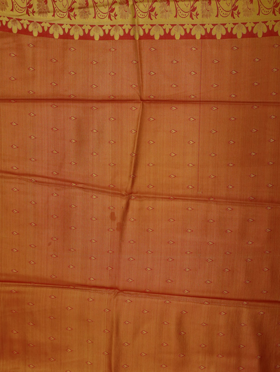 Sunset Gold Dharmavaram Inspired Semi Silk Saree with Medium Medium Contrast Border
