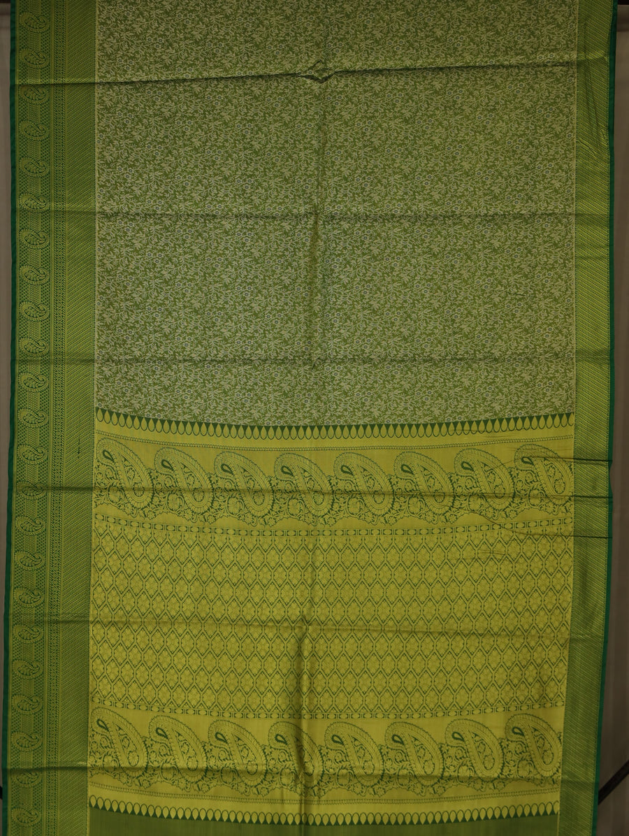 Olive Green Uppada Inspired Semi Silk Saree with Medium Medium Self Border
