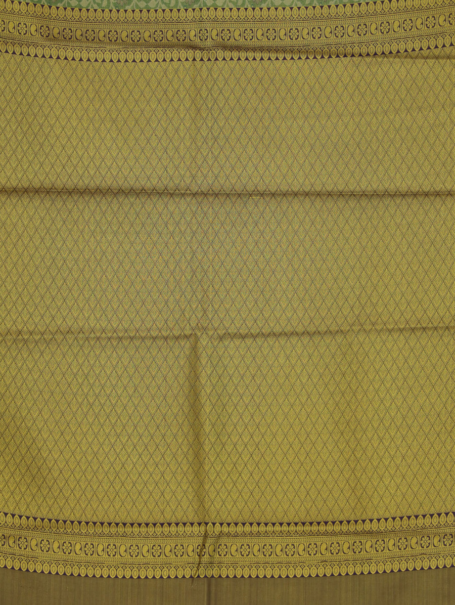 Sage Green Kanchipuram Inspired Semi Silk Saree with Medium Medium Contrast Border