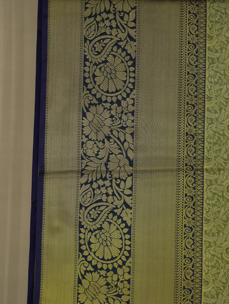 Olive Green Uppada Inspired Semi Silk Saree with Medium Medium Contrast Border