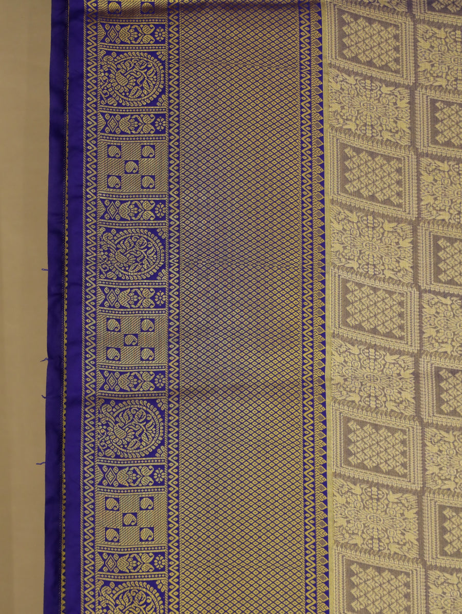 Antique Gold Uppada Inspired Semi Silk Saree with Medium Medium Contrast Border