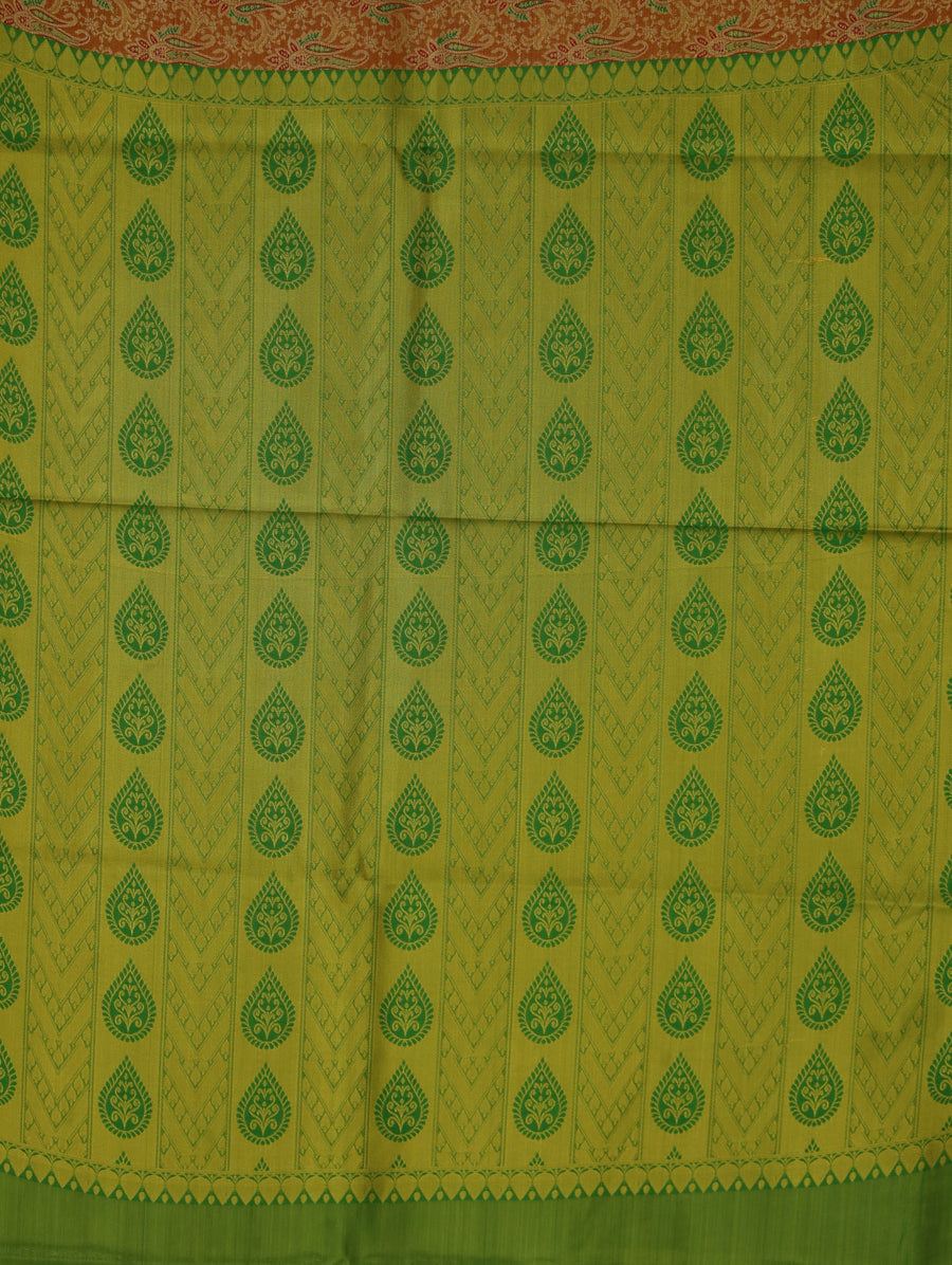 Lime Green Dharmavaram Inspired Semi Silk Saree with Medium Medium Self Border