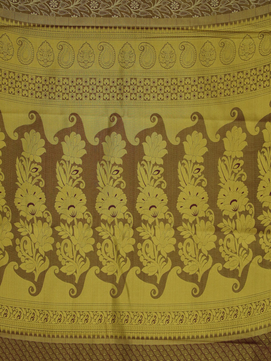 Antique Bronze Dharmavaram Inspired Semi Silk Saree with Wide Medium Contrast Border
