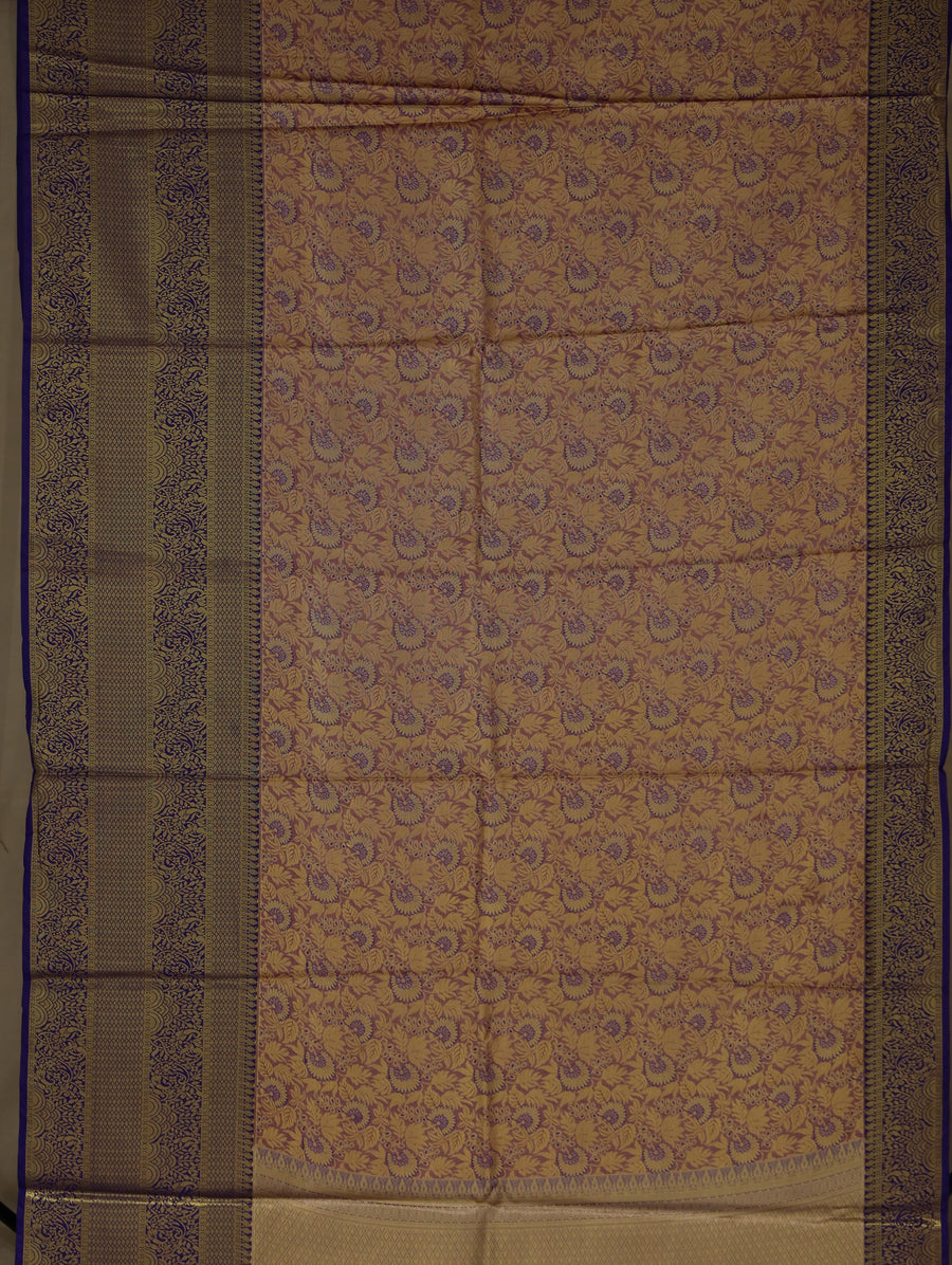 Champagne Gold Dharmavaram Inspired Semi Silk Saree with Medium Medium Contrast Border