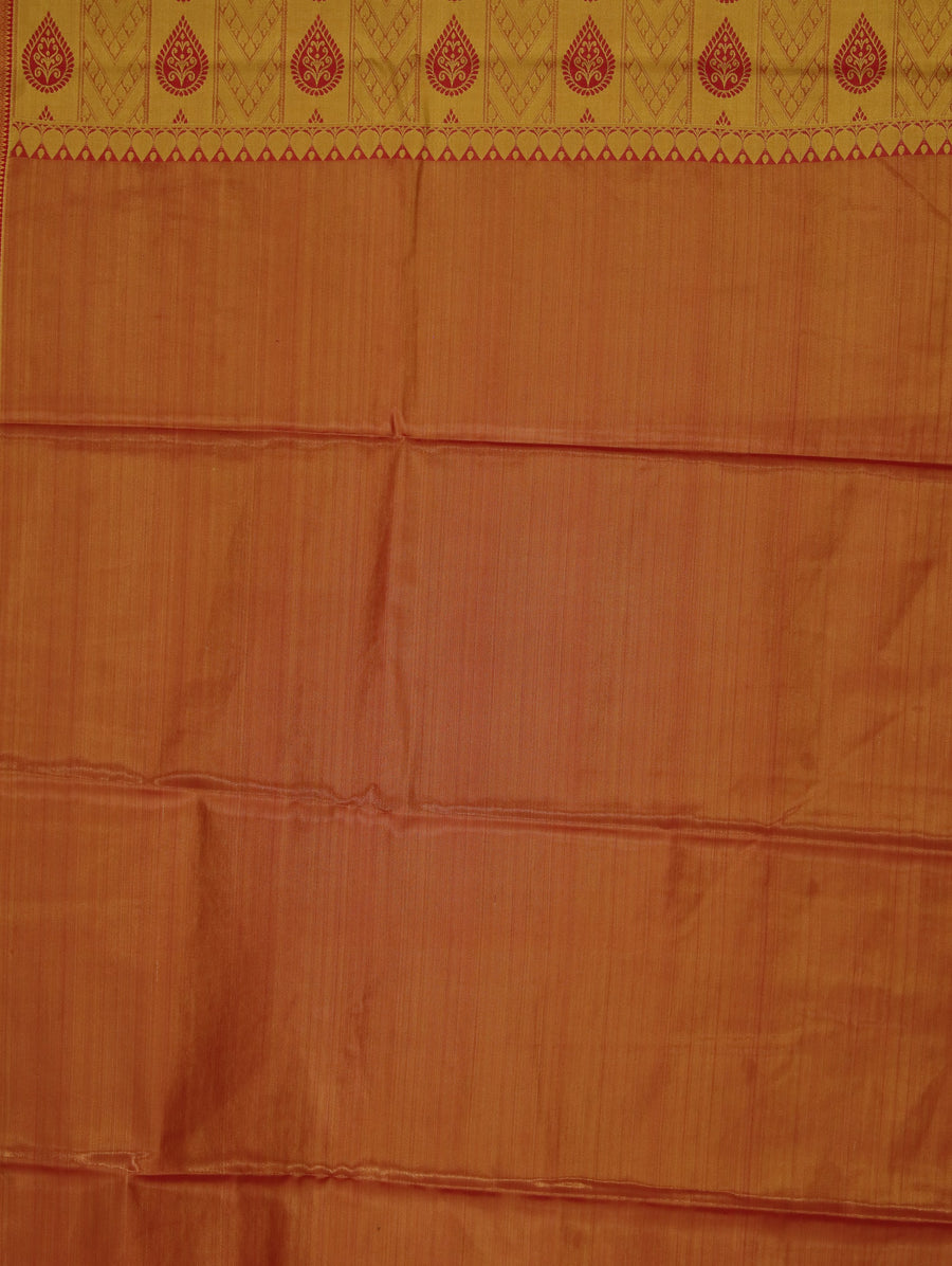 Olive Green Dharmavaram Inspired Semi Silk Saree with Wide Wide Contrast Border