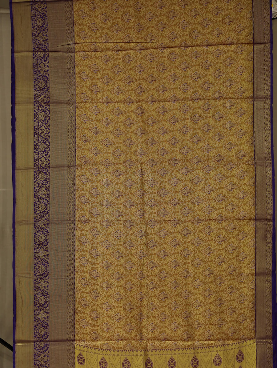 Mustard Gold Dharmavaram Inspired Semi Silk Saree with Wide Wide Contrast Border