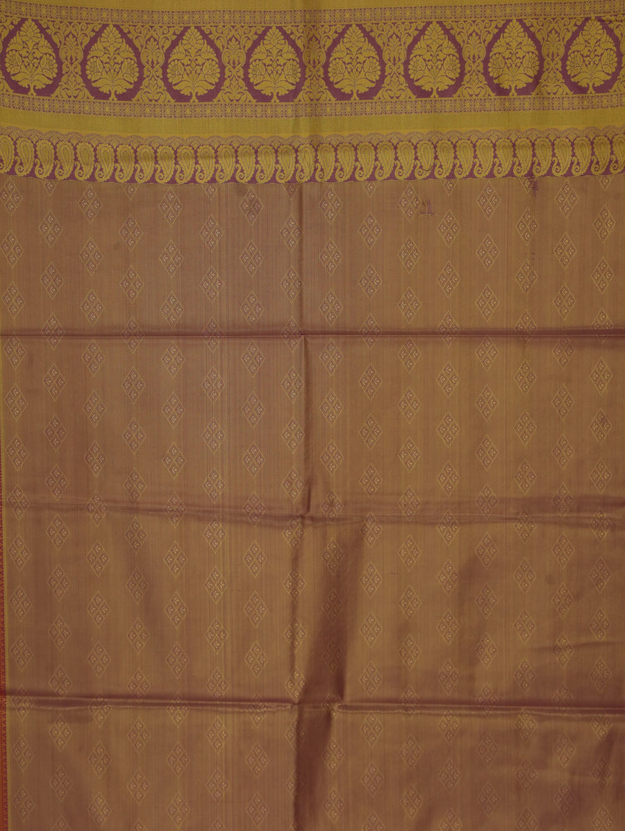 Champagne Gold Dharmavaram Inspired Semi Silk Saree with Wide Wide Contrast Border