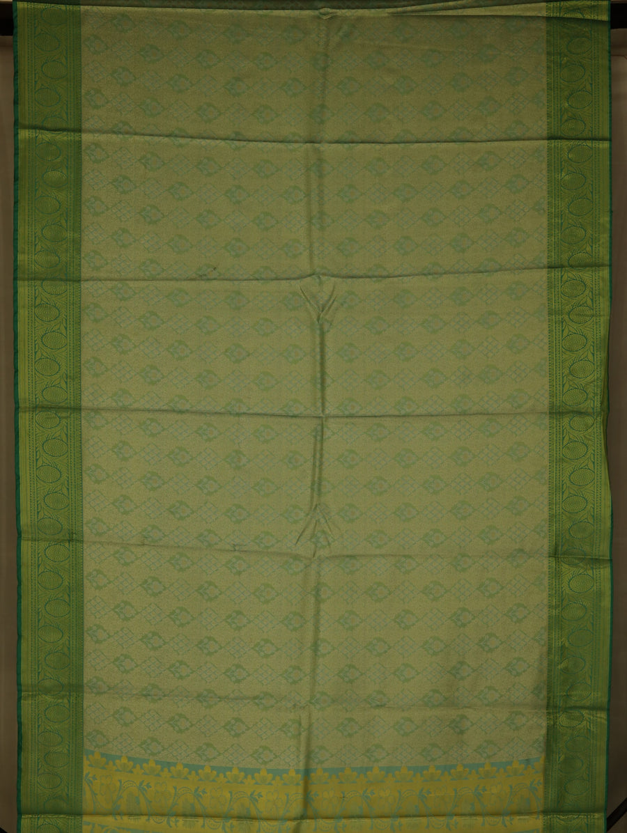 Sage Green Kanchipuram Inspired Semi Silk Saree with Medium Medium Self Border