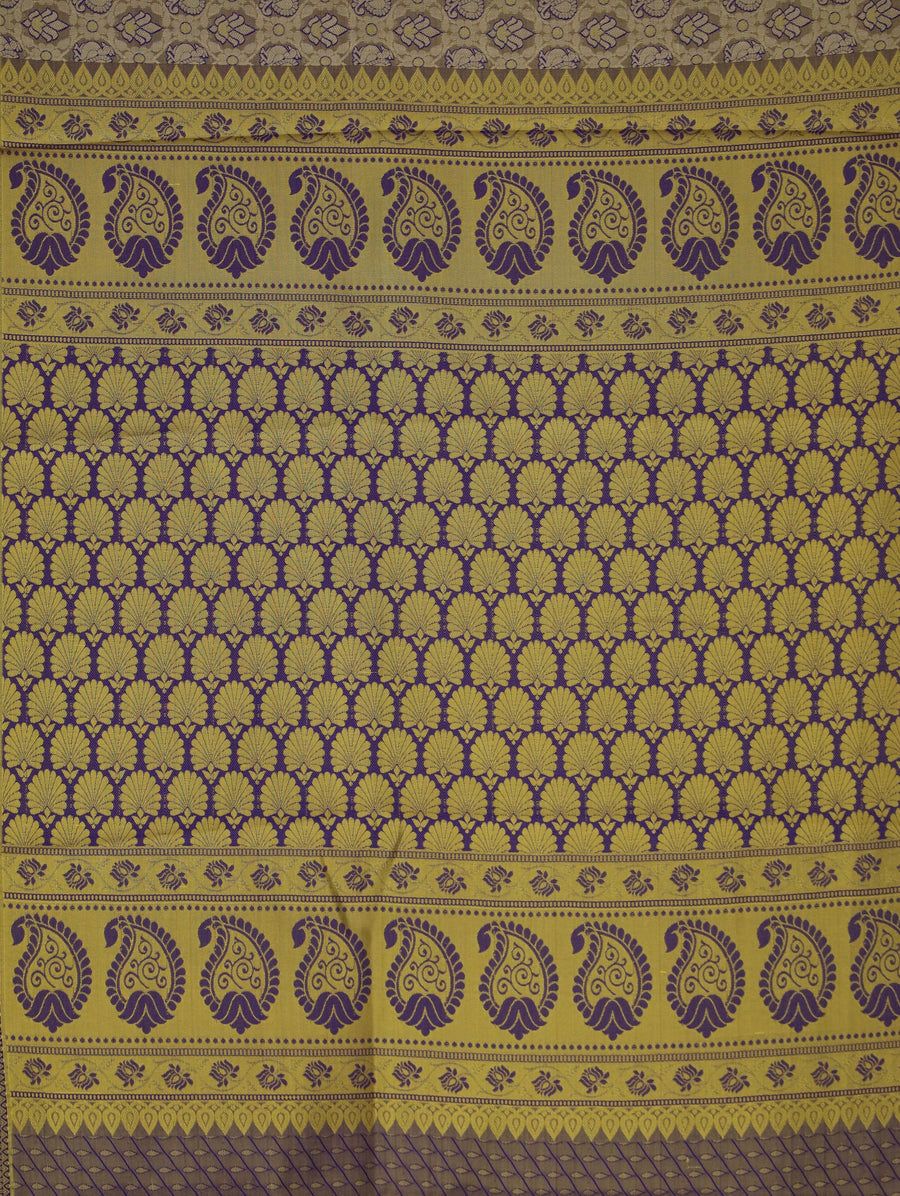 Champagne Gold Dharmavaram Inspired Semi Silk Saree with Wide Wide Contrast Border