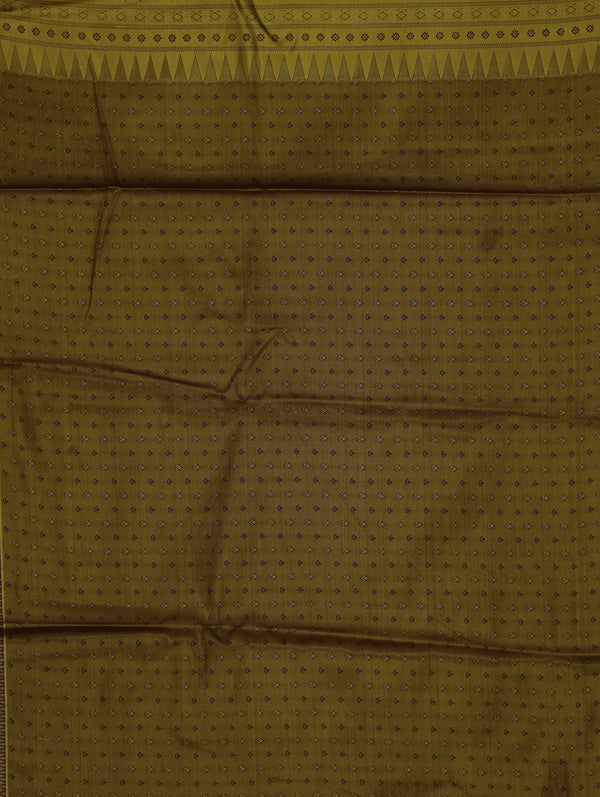 Champagne Gold Kanchipuram Inspired Semi Silk Saree with Wide Wide Contrast Border