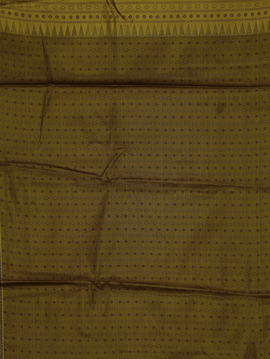 Champagne Gold Kanchipuram Inspired Semi Silk Saree with Wide Wide Contrast Border