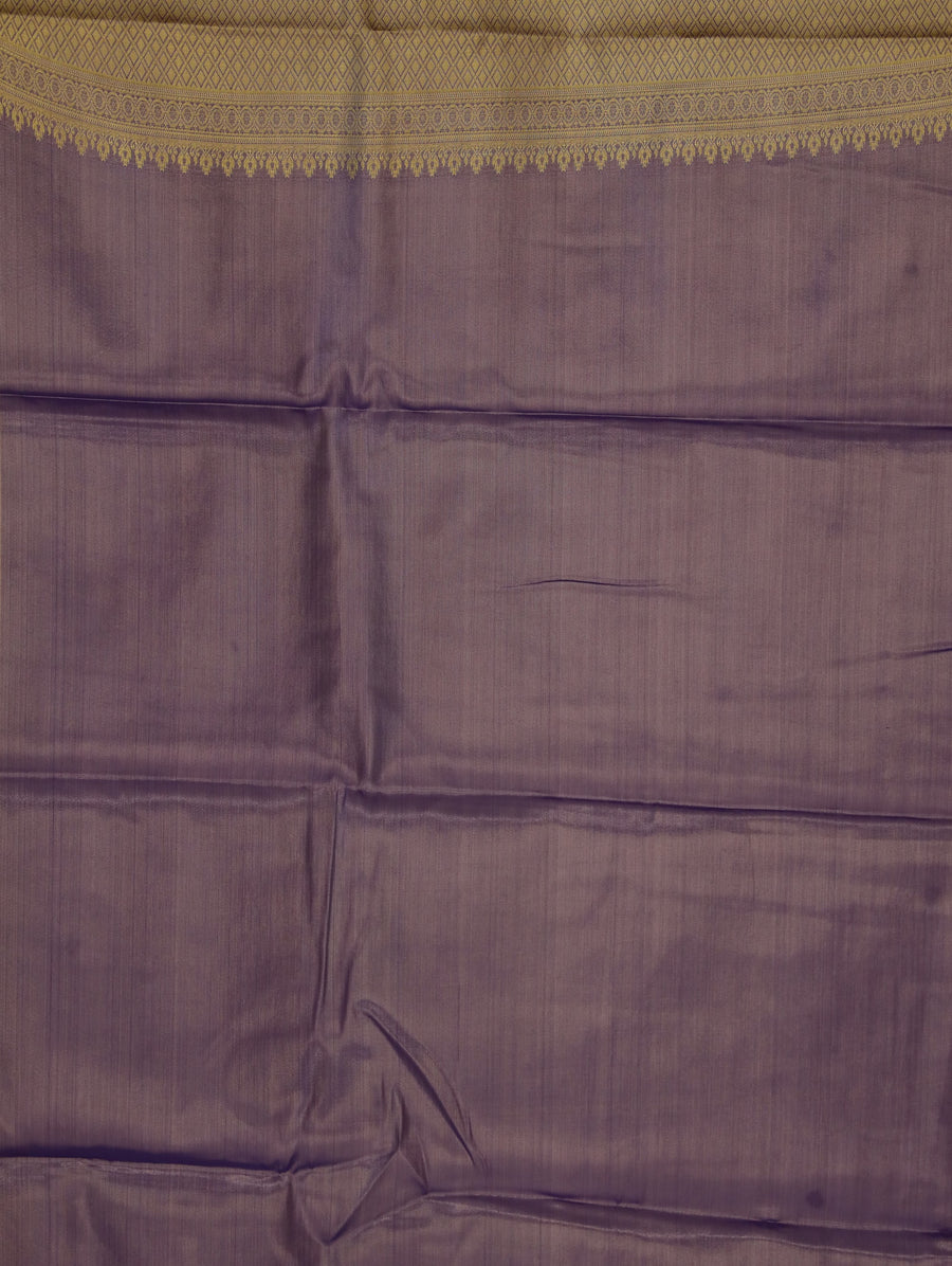 Champagne Gold Kanchipuram Inspired Semi Silk Saree with Wide Wide Contrast Border