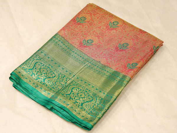 Meadow Green Dharmavaram Inspired Semi Silk Saree with Medium Medium Contrast Border