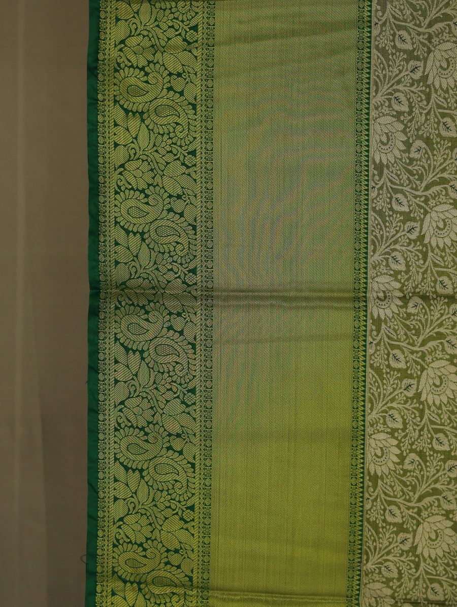 Olive Green Uppada Inspired Semi Silk Saree with Wide Wide Contrast Border