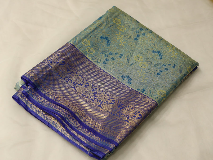 Moss Green Uppada Inspired Semi Silk Saree with Medium Medium Contrast Border