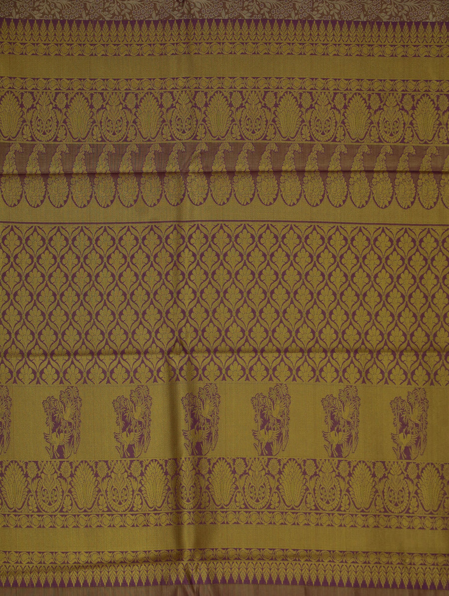 Champagne Gold Dharmavaram Inspired Semi Silk Saree with Wide Wide Contrast Border