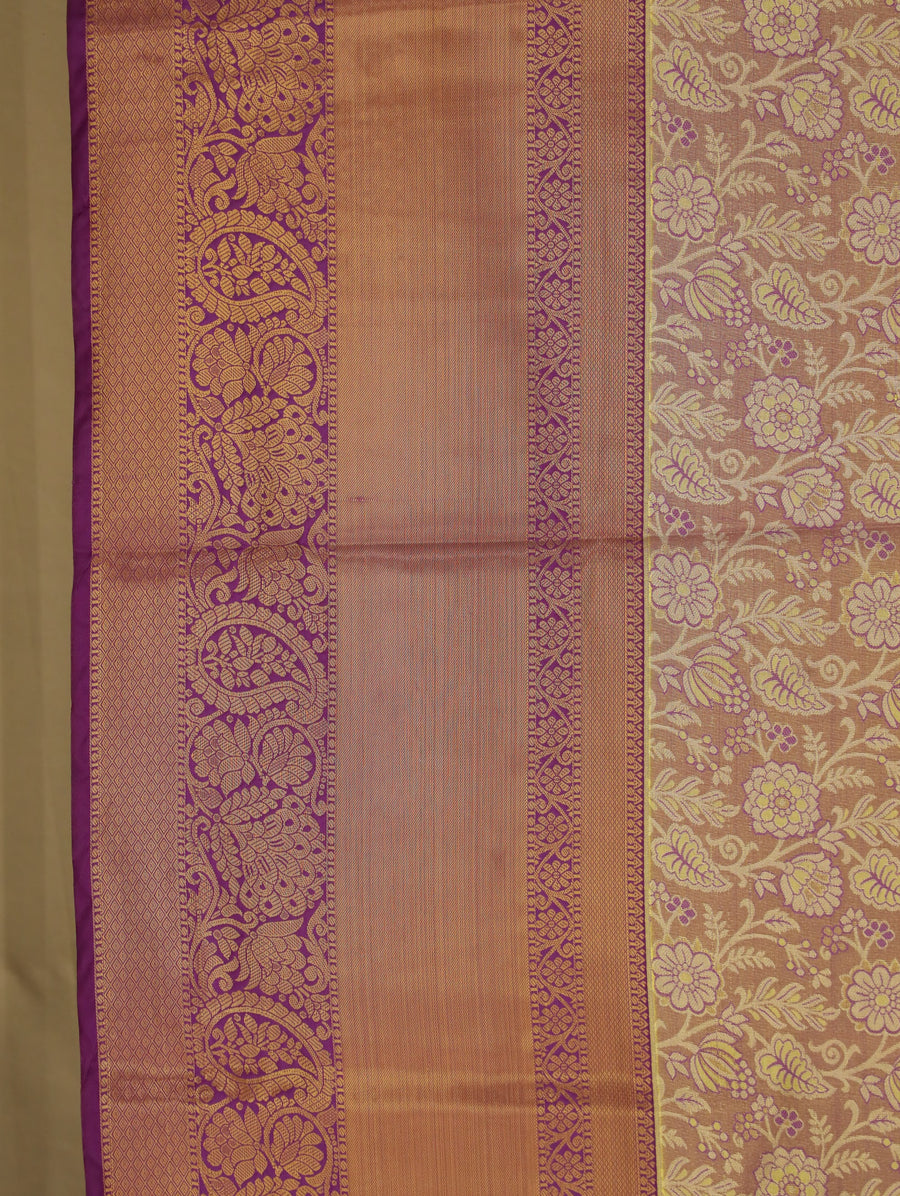 Champagne Gold Dharmavaram Inspired Semi Silk Saree with Medium Medium Contrast Border