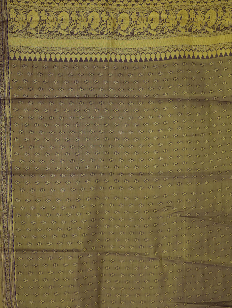 Champagne Gold Dharmavaram Inspired Semi Silk Saree with Wide Wide Contrast Border