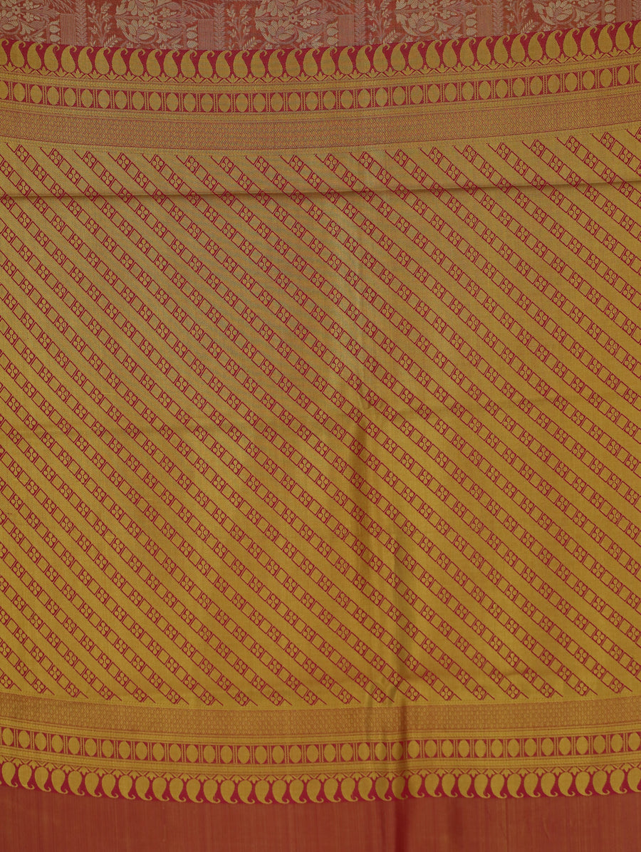 Burnt Sienna Dharmavaram Inspired Semi Silk Saree with Wide Wide Contrast Border