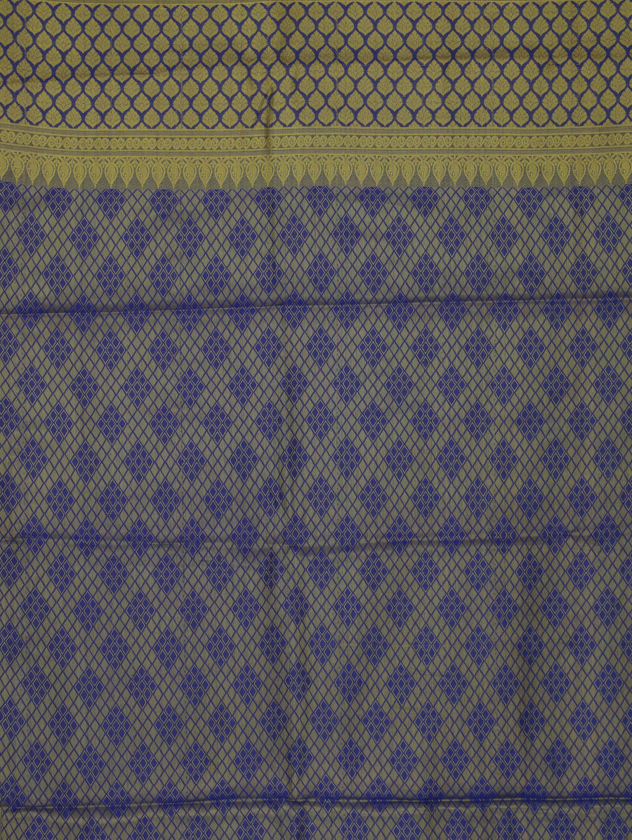 Lime Green Gadwal Inspired Semi Silk Saree with Wide Wide Contrast Border