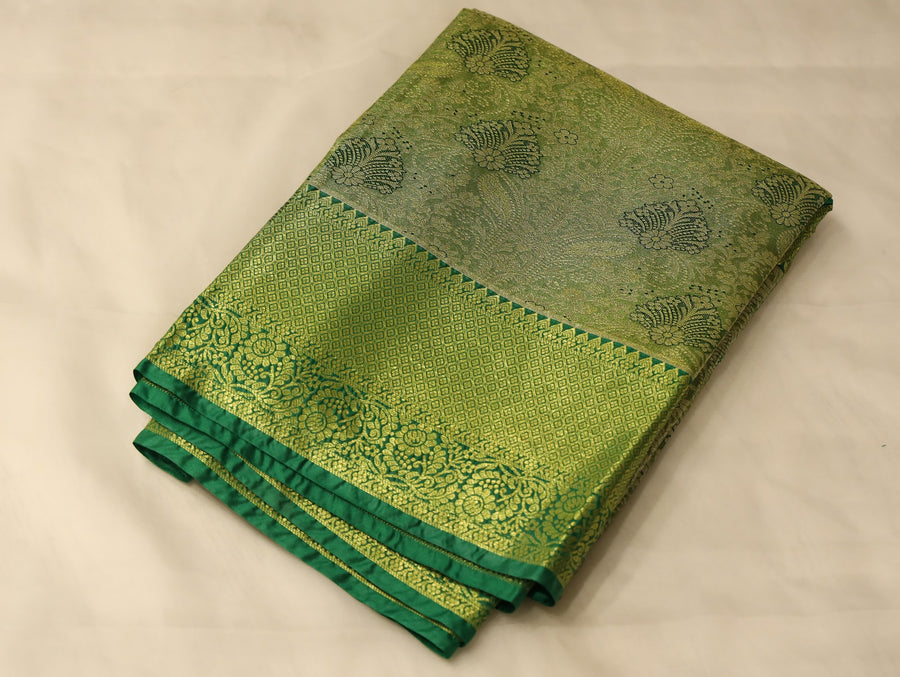 Leaf Green Uppada Inspired Semi Silk Saree with Medium Medium Self Border