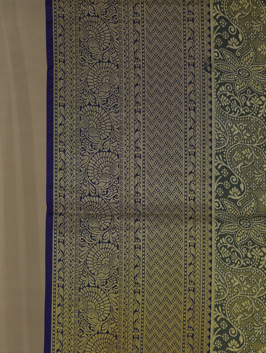 Olive Green Dharmavaram Inspired Semi Silk Saree with Wide Wide Contrast Border