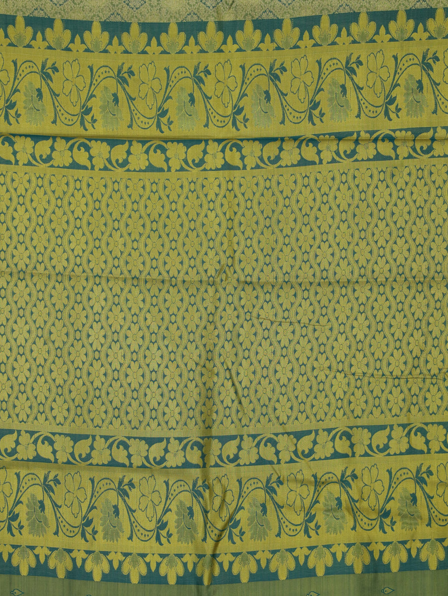 Mint Green Dharmavaram Inspired Semi Silk Saree with Medium Medium Contrast Border