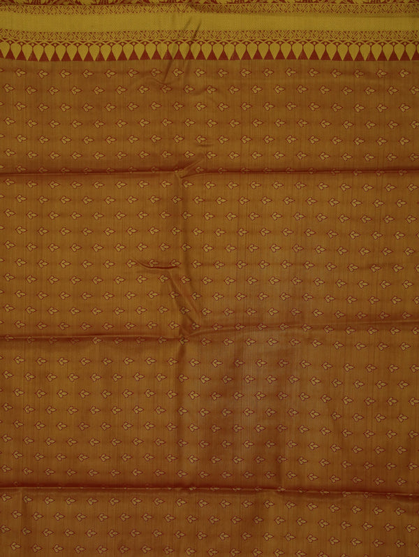 Champagne Gold Kanchipuram Inspired Semi Silk Saree with Wide Wide Contrast Border