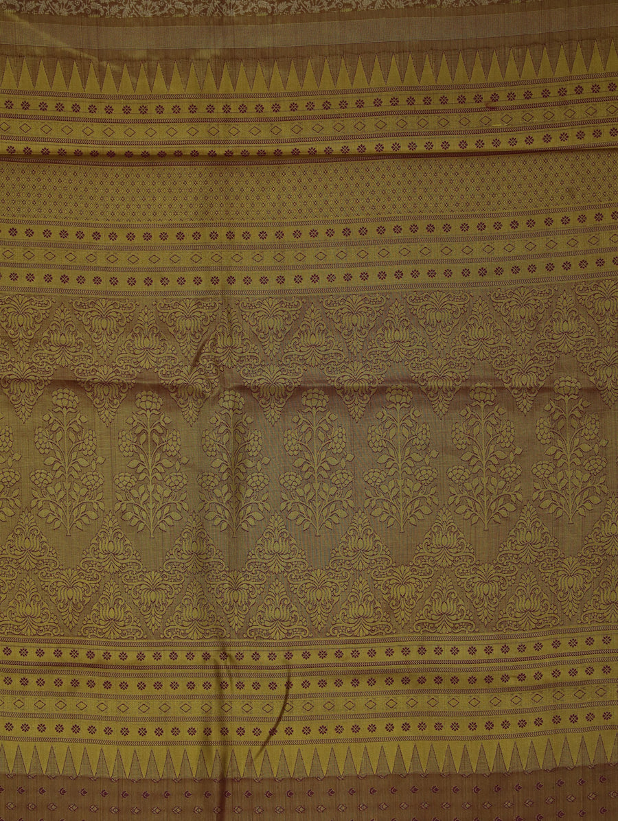 Ivory Beige Dharmavaram Inspired Semi Silk Saree with Wide Wide Contrast Border