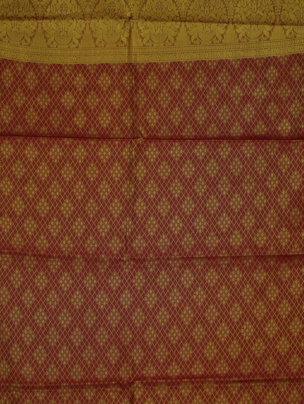 Champagne Gold Kanchipuram Inspired Semi Silk Saree with Wide Wide Contrast Border