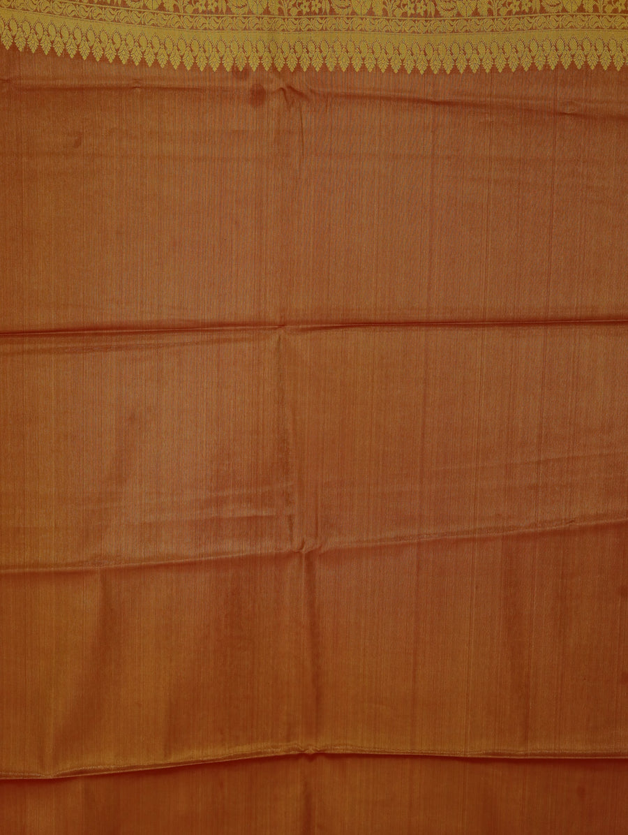 Champagne Gold Dharmavaram Inspired Semi Silk Saree with Wide Wide Contrast Border