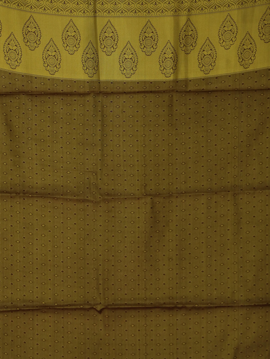 Mustard Gold Mysore Inspired Semi Silk Saree with Wide Wide Contrast Border