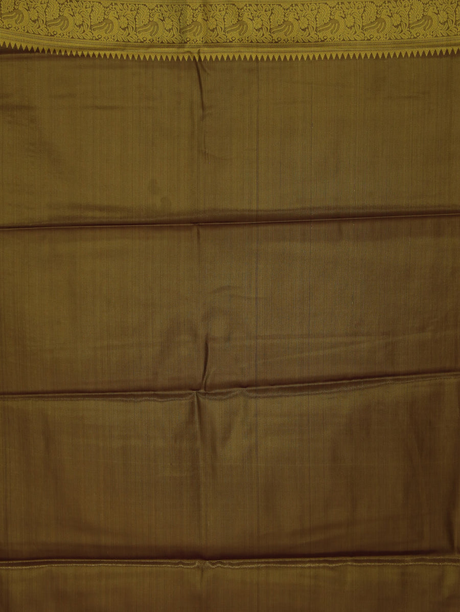 Champagne Gold Dharmavaram Inspired Semi Silk Saree with Medium Medium Contrast Border