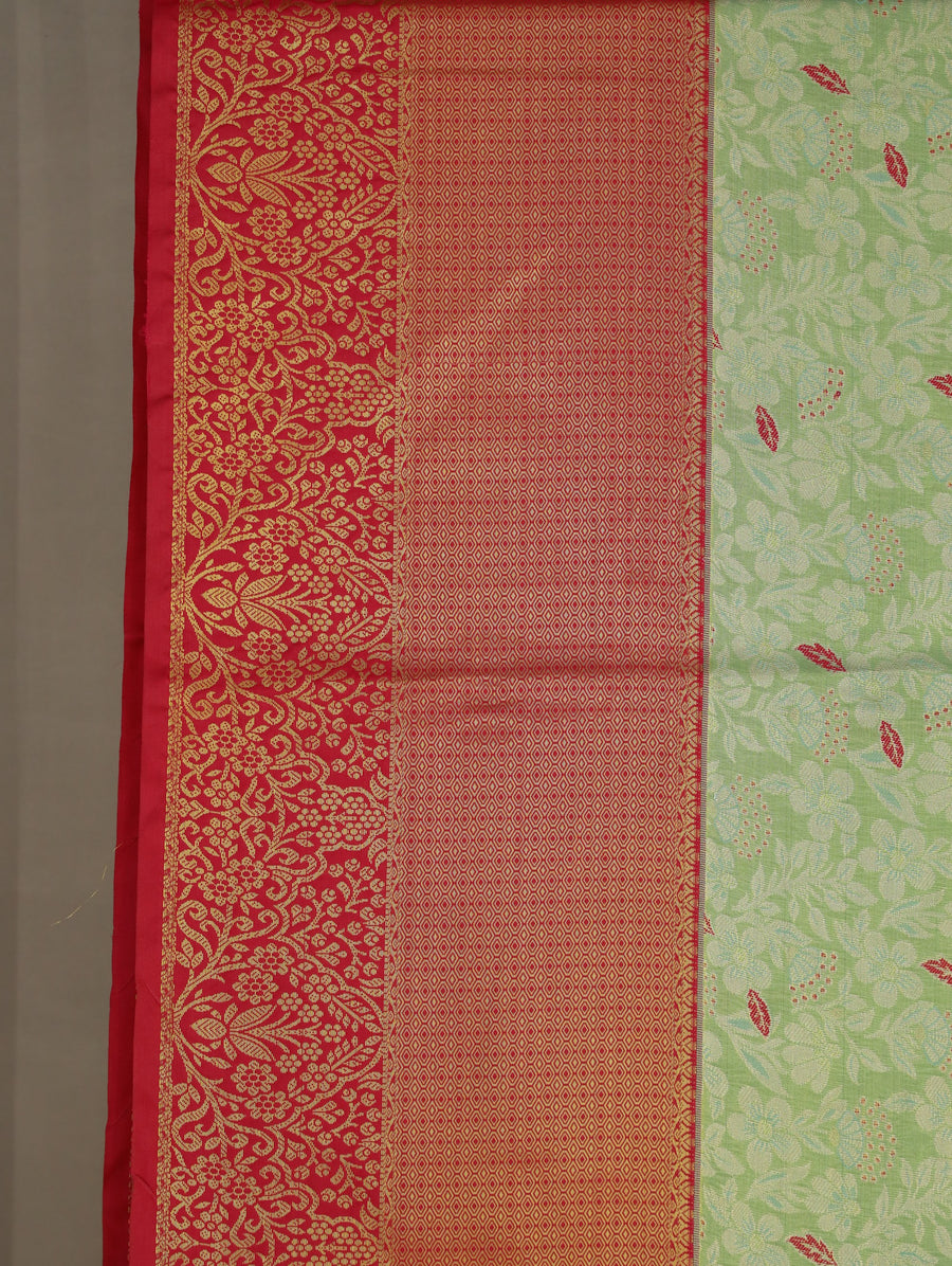 Sage Green Dharmavaram Inspired Semi Silk Saree with Wide Wide Contrast Border