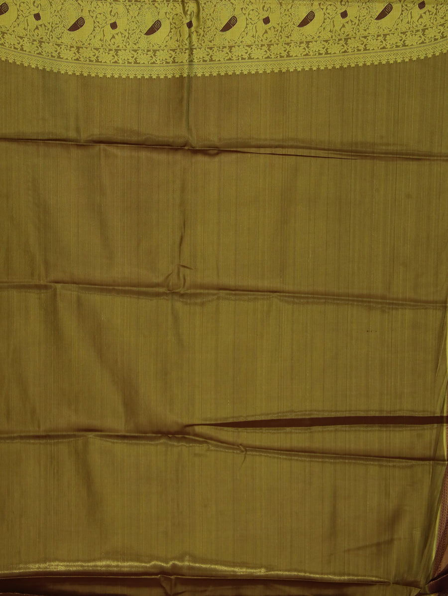 Sunlit Mustard Uppada Inspired Semi Silk Saree with Wide Wide Contrast Border