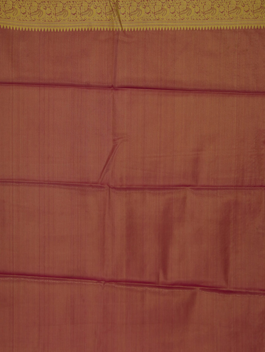Champagne Gold Dharmavaram Inspired Semi Silk Saree with Wide Wide Contrast Border