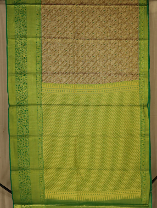 Lime Green Dharmavaram Inspired Semi Silk Saree with Wide Wide Self Border
