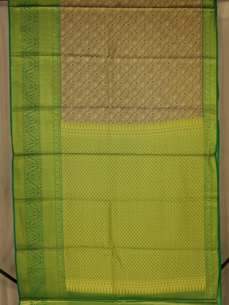 Lime Green Dharmavaram Inspired Semi Silk Saree with Wide Wide Self Border