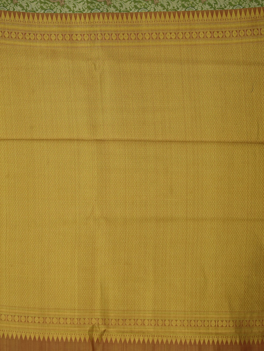 Sage Green Kanchipuram Inspired Semi Silk Saree with Wide Wide Contrast Border