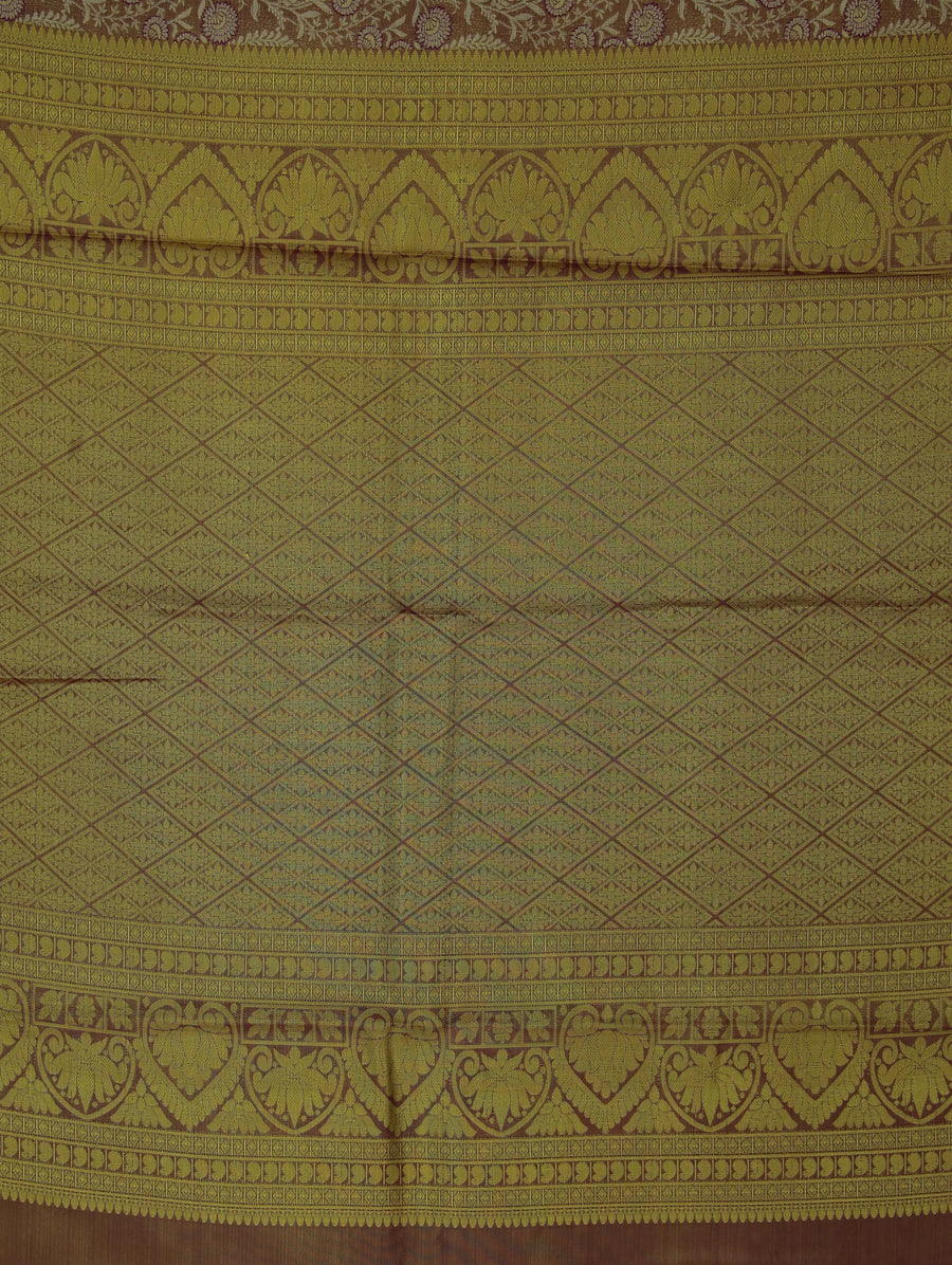 Champagne Gold Dharmavaram Inspired Semi Silk Saree with Medium Medium Contrast Border