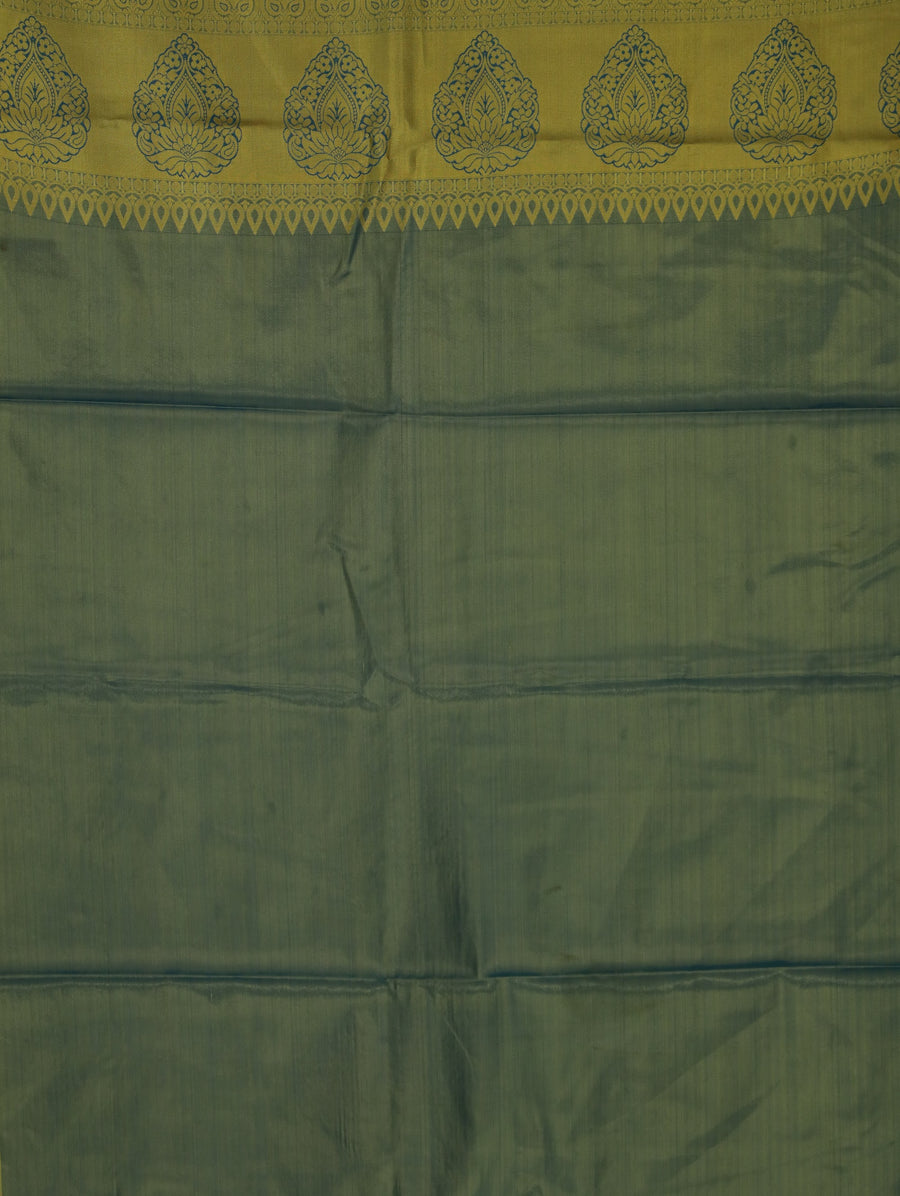 Seafoam Green Dharmavaram Inspired Semi Silk Saree with Medium Medium Contrast Border