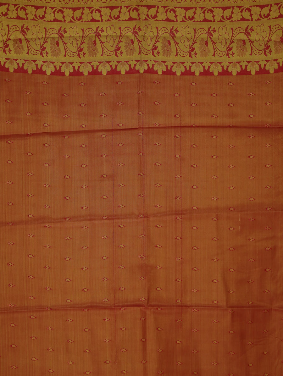 Champagne Gold Dharmavaram Inspired Semi Silk Saree with Wide Wide Contrast Border