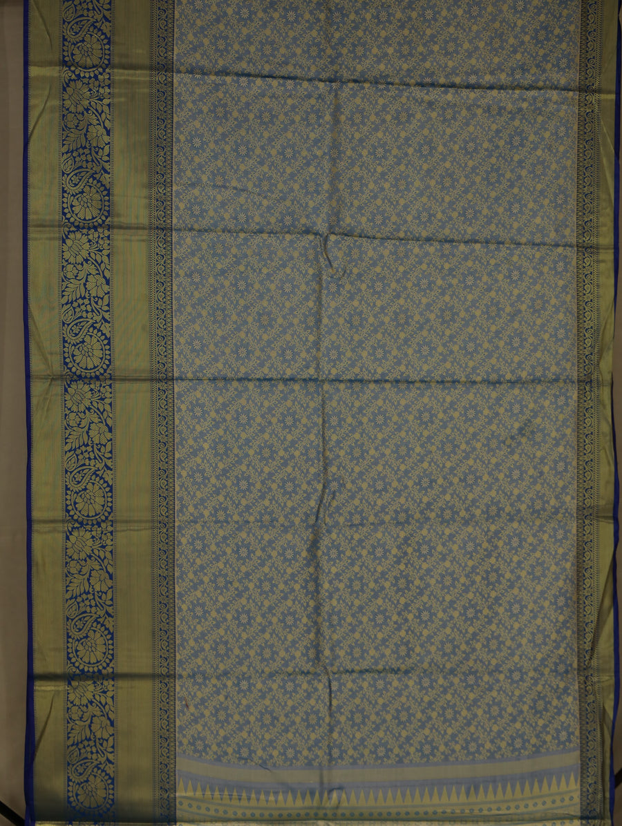 Misty Blue Dharmavaram Inspired Semi Silk Saree with Wide Wide Contrast Border